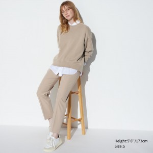Beige Uniqlo Smart Ankle Length Trousers Long | QPSBA-0145