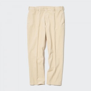Beige Uniqlo Smart Corduroy Ankle Length Trousers | KURTP-2317