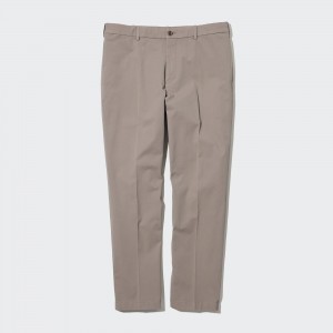 Beige Uniqlo Smart Cotton Ankle Length Trousers Long | WZCBN-7085