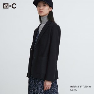 Black Uniqlo Brushed Jersey Blazer Jacket | UGCRL-8061