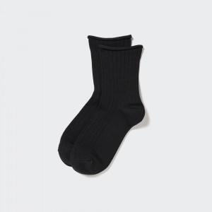 Black Uniqlo Heattech Crew Top Roll Thermal Socks | GFKZN-5941