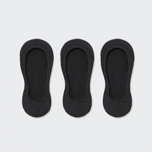 Black Uniqlo Sheer Invisible No Show Socks Three Pairs | UQYRB-3105