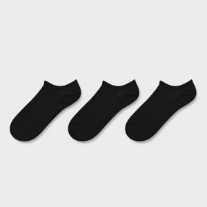 Black Uniqlo Short Socks Three Pairs | OSWVM-6143