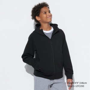 Black Uniqlo Ultra Stretch Dry Sweat Zipped Hoodie | YLZMQ-5412