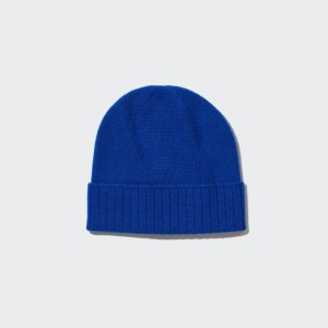 Blue Uniqlo 100pct Cashmere Knitted Beanie Hat | BCIUS-8109