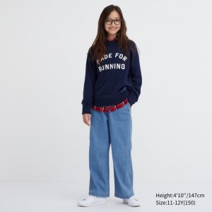 Blue Uniqlo Wide Straight Leg Jeans | KFMVB-0498
