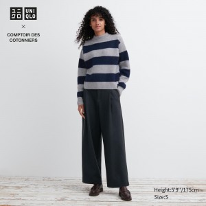 Dark Grey Uniqlo Brushed Jersey Pleated Wide Leg Trousers Short | JAKHO-8750