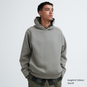 Grey Uniqlo Dry Sweat Stretch Pullover Hoodie | CTVDU-3629