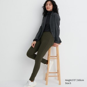 Olive Uniqlo Heattech Ultra Stretch High Rise Thermal Leggings Trousers | KMBCJ-4517