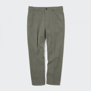 Olive Uniqlo Smart Cotton Ankle Length Trousers | RWEBT-0387