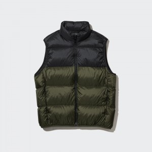 Olive Uniqlo Ultra Light Down Colour Block Vest | VTKNP-1207