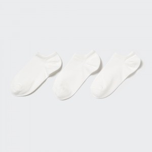 White Uniqlo Ankle Socks Three Pairs | WQJHA-5862