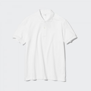 White Uniqlo Dry Pique Polo Shirt | TZQDB-8153