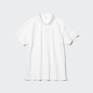 White Uniqlo Dry Pique Polo Shirt | VFOLX-3485