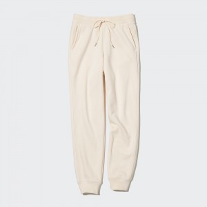 White Uniqlo Heattech Pile Lined Joggers | CSENK-7539