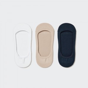White Uniqlo Low Cut Invisible No Show Socks Three Pairs | GDTWE-7264