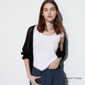 White Uniqlo Soft Ribbed Vest Top | PZBWM-4398