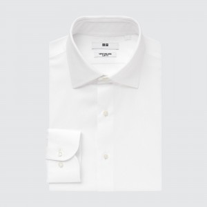 White Uniqlo Super Non Iron Slim FiT-Shirt Semi Cutaway Collar | JZECG-2518