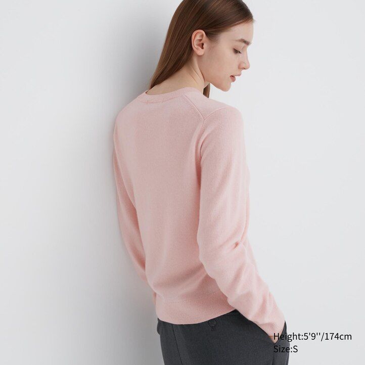 Beige Uniqlo 100pct Cashmere Crew Neck Jumper | WLUQI-7653