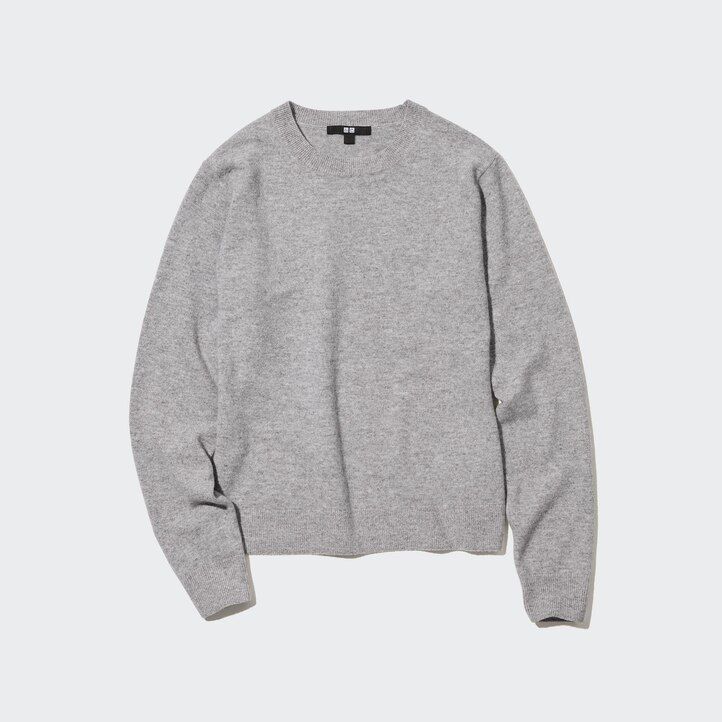 Beige Uniqlo 100pct Cashmere Crew Neck Jumper | WLUQI-7653