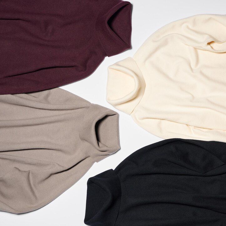 Beige Uniqlo 3d Knit Seamless Souffle Yarn Turtleneck Jumper | AIQMC-7602