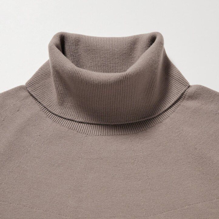 Beige Uniqlo 3d Knit Seamless Souffle Yarn Turtleneck Jumper | AIQMC-7602