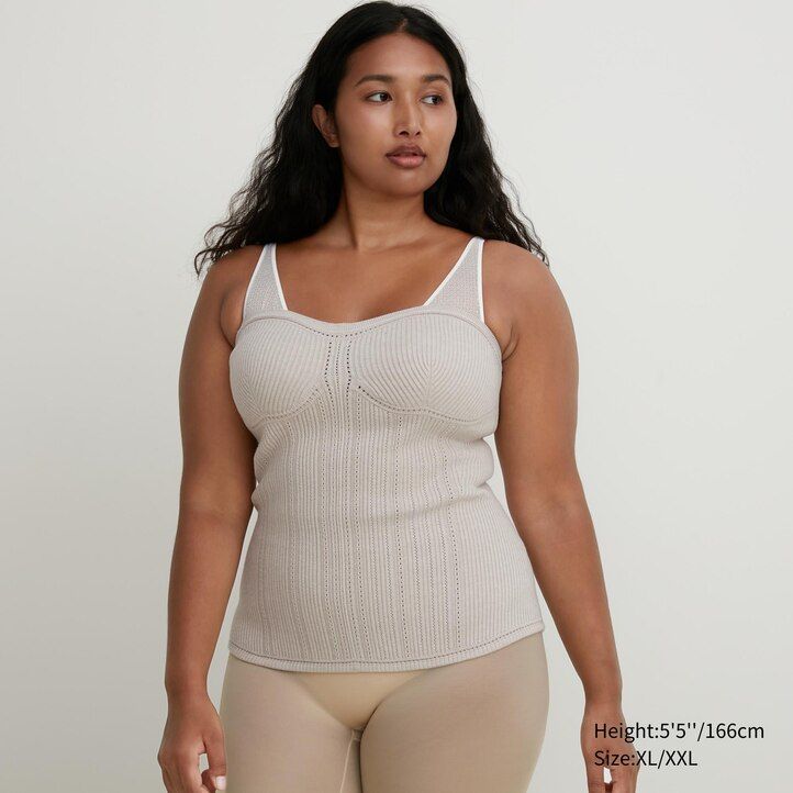 Beige Uniqlo 3d Knit Seamless Souffle Yarn Ribbed Bustier | TZEKF-5967