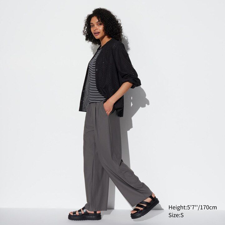 Beige Uniqlo Airism Ultra Stretch Straight Wide Leg Trousers | SDRZM-4827