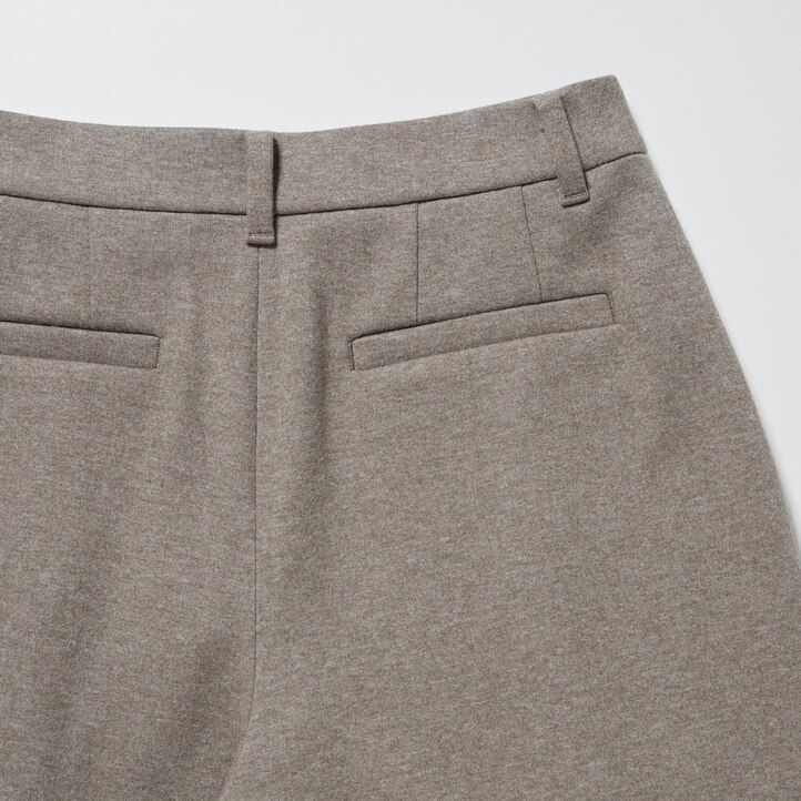 Beige Uniqlo Brushed Jersey Pleated Wide Leg Trousers Regular | KUPIX-7059