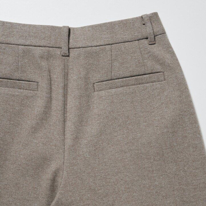 Beige Uniqlo Brushed Jersey Pleated Wide Leg Trousers Long | XNEJT-5978