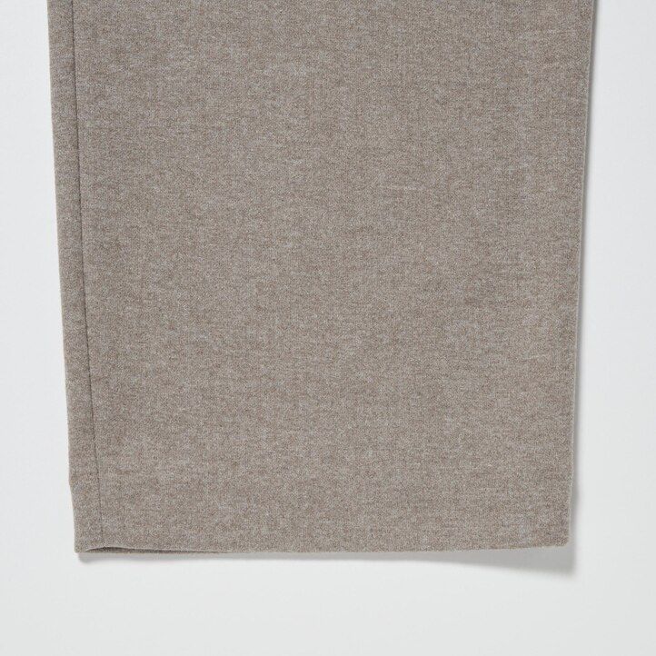 Beige Uniqlo Brushed Jersey Pleated Wide Leg Trousers Long | XNEJT-5978
