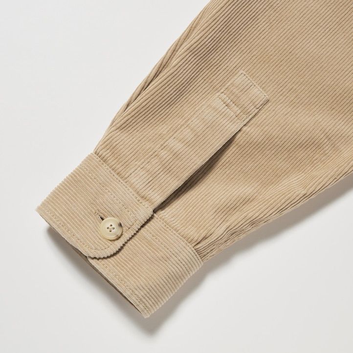 Beige Uniqlo Corduroy Oversized Work Shirt | HNKZA-6148
