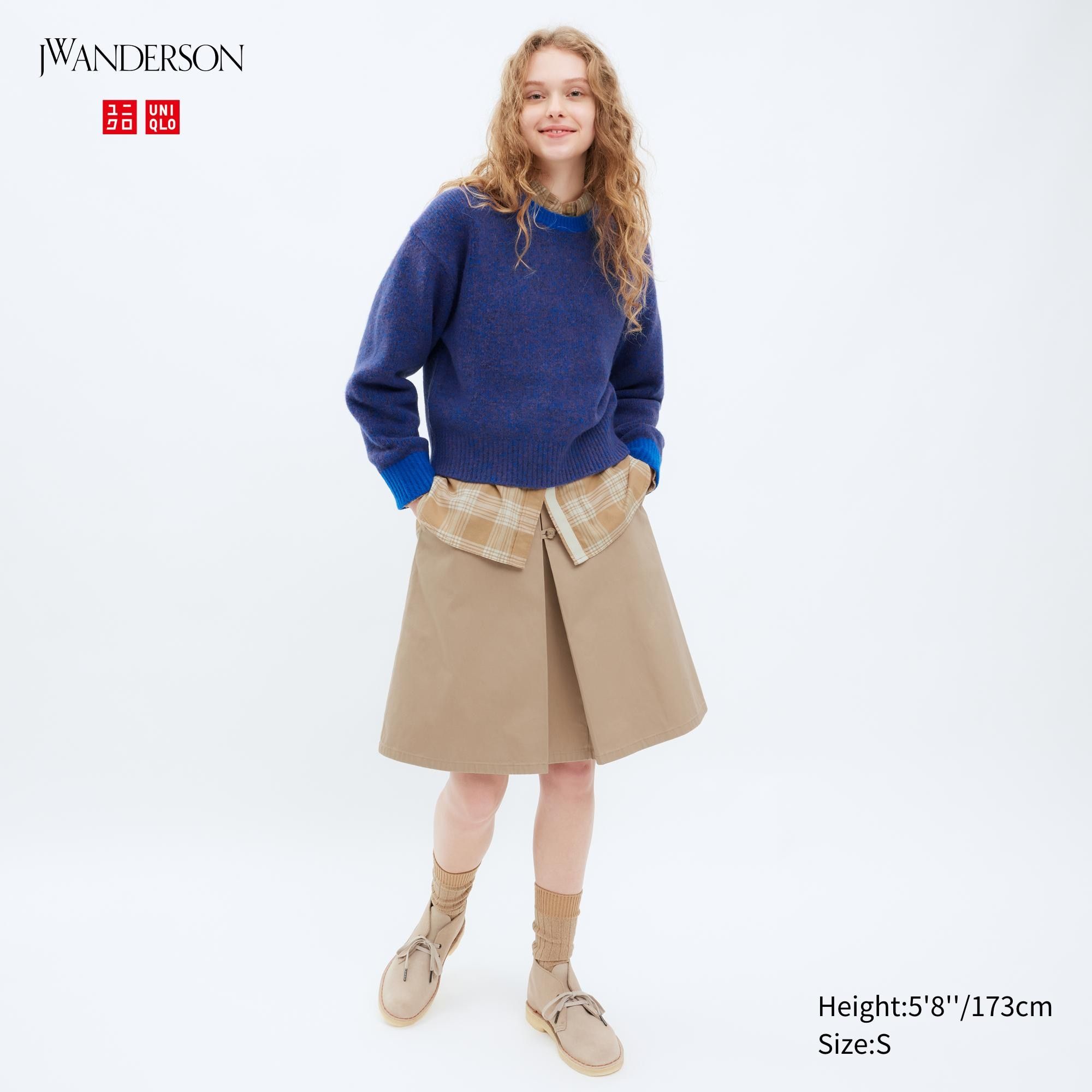 Beige Uniqlo Cotton Midi Skirt | GUXDM-6359