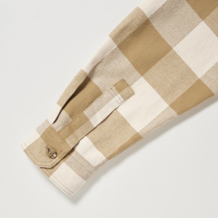 Beige Uniqlo Flannel Checked Shirt | GAKSB-5490