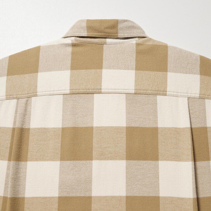 Beige Uniqlo Flannel Checked Shirt | GAKSB-5490