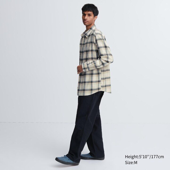 Beige Uniqlo Flannel Regular Fit Checked Shirt Regular Collar | TROLH-9501