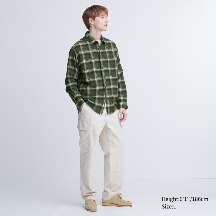 Beige Uniqlo Flannel Regular Fit Checked Shirt Regular Collar | TROLH-9501