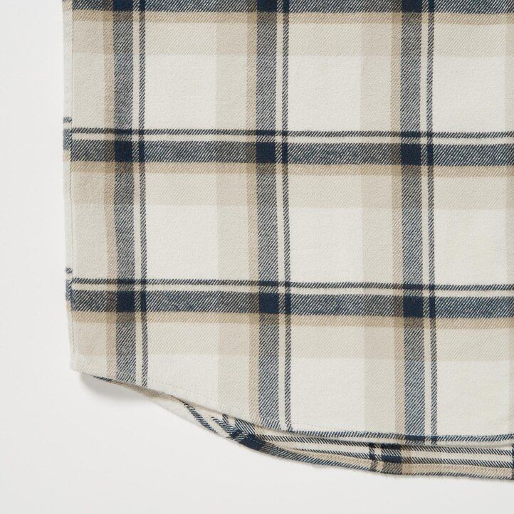 Beige Uniqlo Flannel Regular Fit Checked Shirt Regular Collar | TROLH-9501