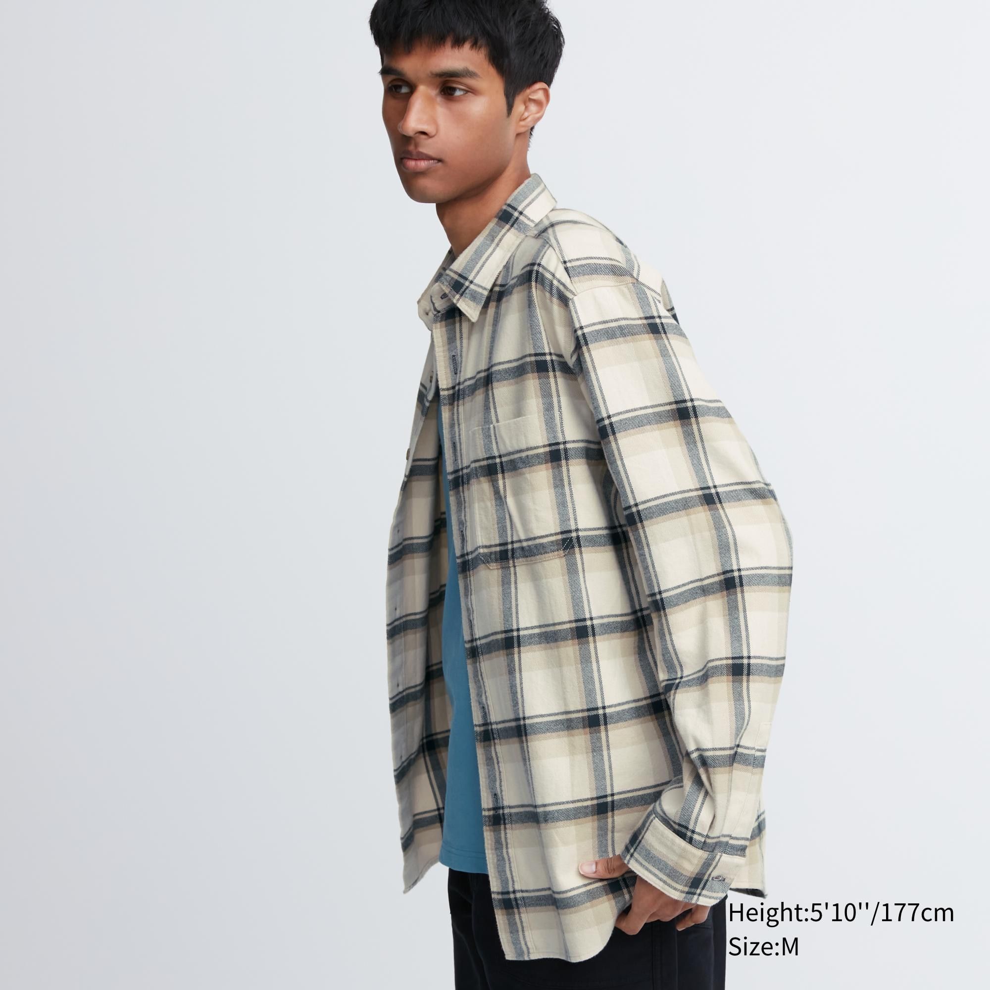 Beige Uniqlo Flannel Regular Fit Checked Shirt Regular Collar | TROLH-9501