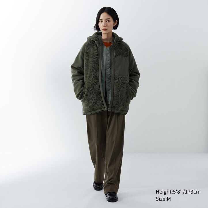 Beige Uniqlo Fleece Zipped Hoodie | PFUKI-5794