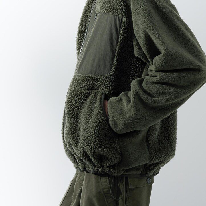 Beige Uniqlo Fleece Zipped Hoodie | PFUKI-5794
