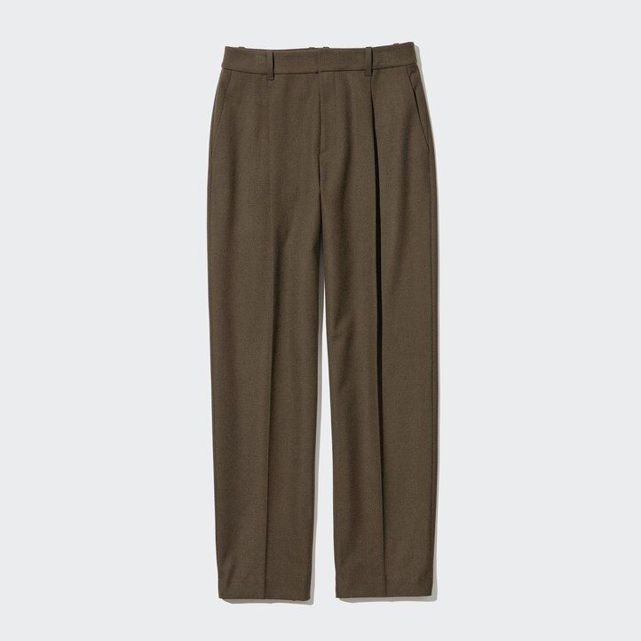 Beige Uniqlo Heattech Pleated Trousers Long | WXNRF-2930