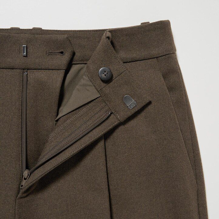 Beige Uniqlo Heattech Pleated Trousers Long | WXNRF-2930