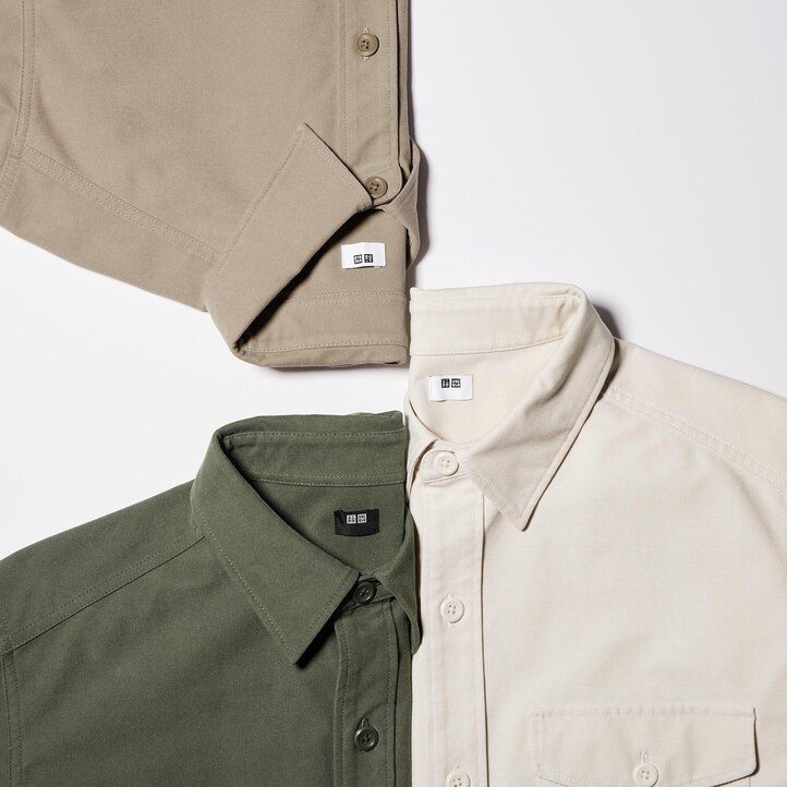 Beige Uniqlo Jersey Overshirt | FSRCK-2489