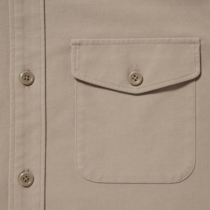 Beige Uniqlo Jersey Overshirt | FSRCK-2489
