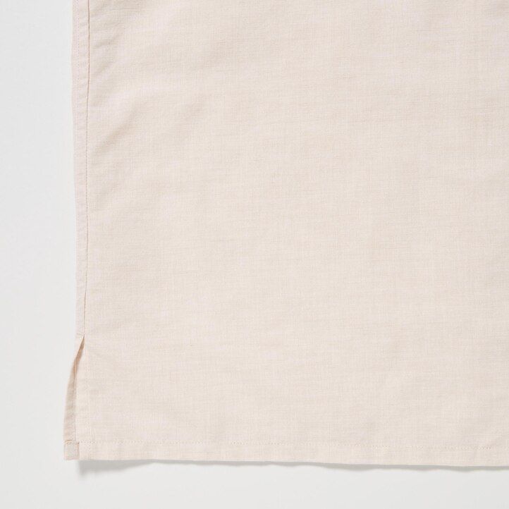 Beige Uniqlo Linen Blend Short Sleeved Shirt Open Collar | AEZBL-9270