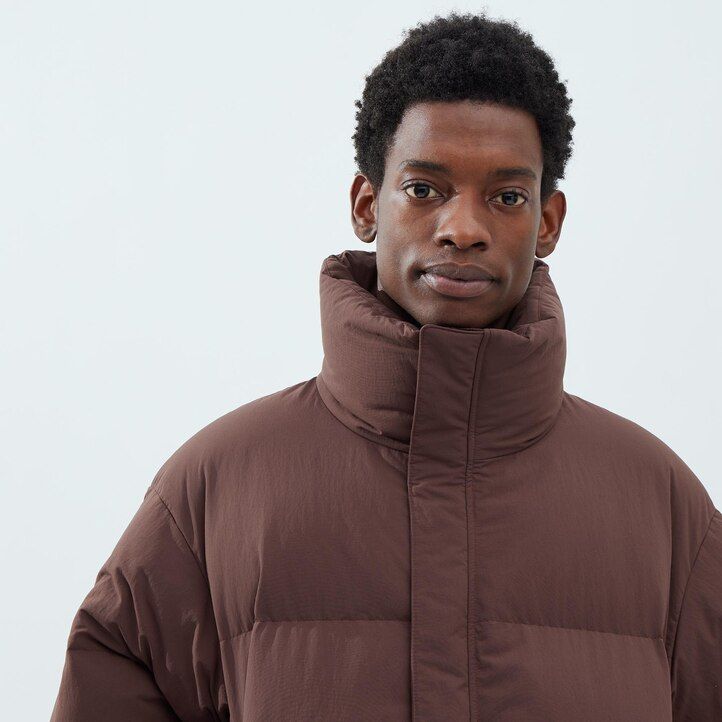 Beige Uniqlo Padded Volume Jacket | JNOBU-1890