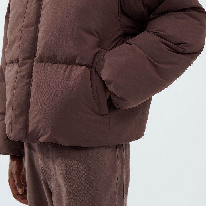 Beige Uniqlo Padded Volume Jacket | JNOBU-1890