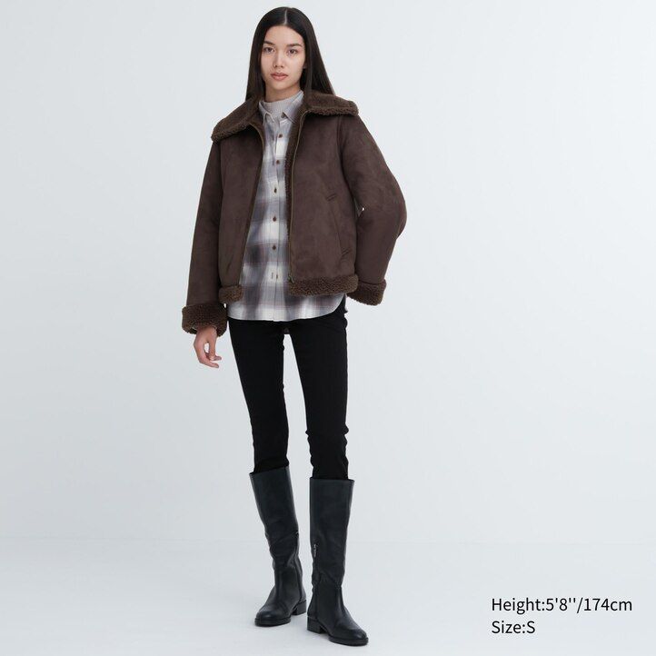 Beige Uniqlo Pile Lined Jacket | IWSBX-6582