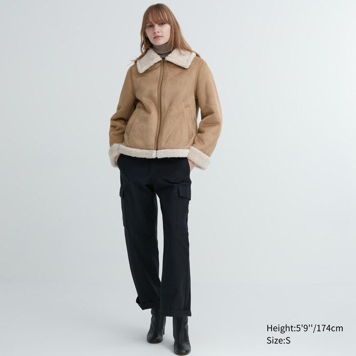 Beige Uniqlo Pile Lined Jacket | IWSBX-6582